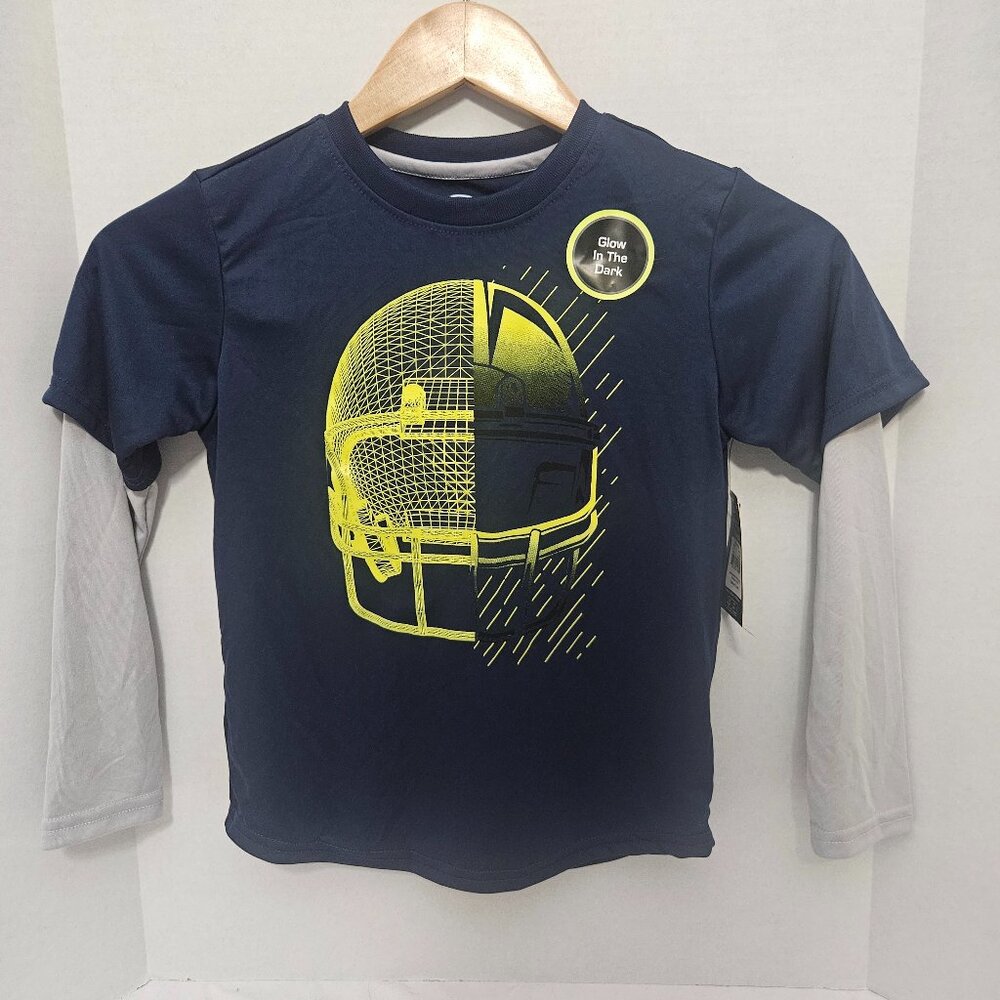 Athletic Works Long Sleeve Shirt Size Small Blue Football Moisture Wicking NWT